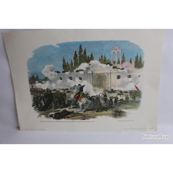 Estampe Monastre d'Arkadi Assauts Turcs en 1866