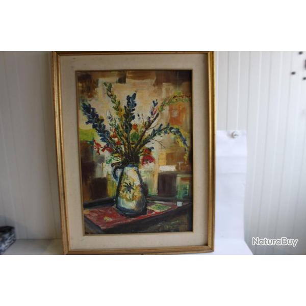 Peinture � l'huile Vase de fleurs Giacometti 1977