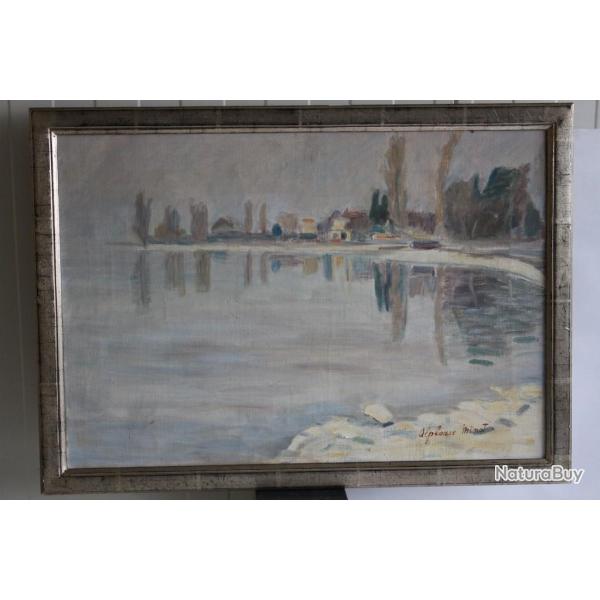 Peinture � l'huile Alphonse MINOT rivage
