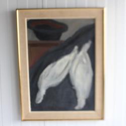 Peinture Les perdrix de neige et le feutre noir Jean VERDIER 1962