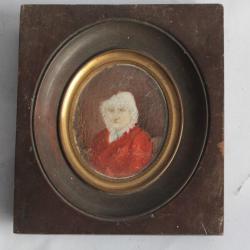 Peinture miniature Portrait Veuve Zanon 1823 XIXe siècle
