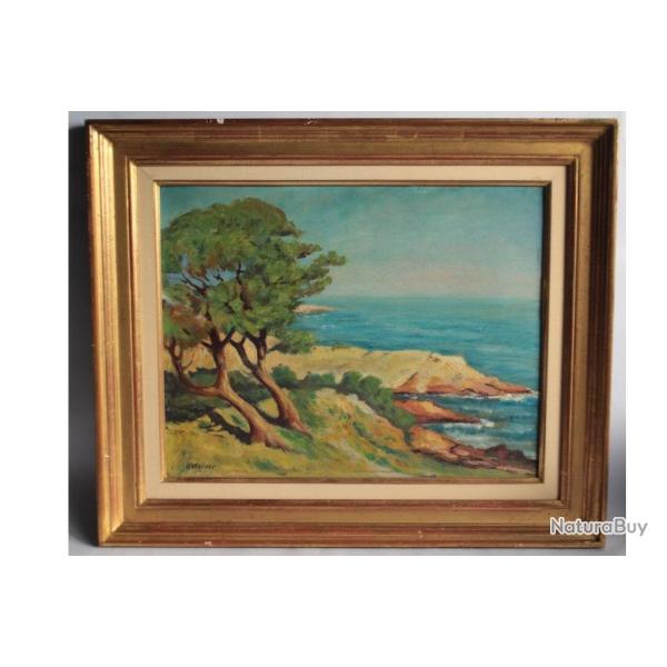 Peinture Georg FISCHHOF H. Wagner Bord de mer