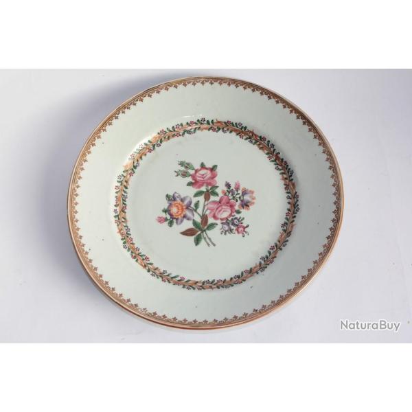Assiette porcelaine chinoise d'exportation Qianlong XVIIIe si�cle