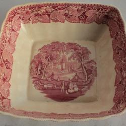 Saladier carr&eacute; Terre de fer MASON'S Vista pink England Dish