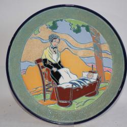 Assiette fa&iuml;ence &eacute;maill&eacute;e Amphora Tch&eacute;coslovaquie