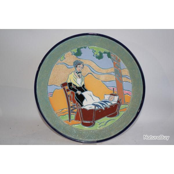 Assiette fa�ence �maill�e Amphora Tch�coslovaquie