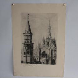 Gravure Carlo VITALE San Ambrogio Milano Italie
