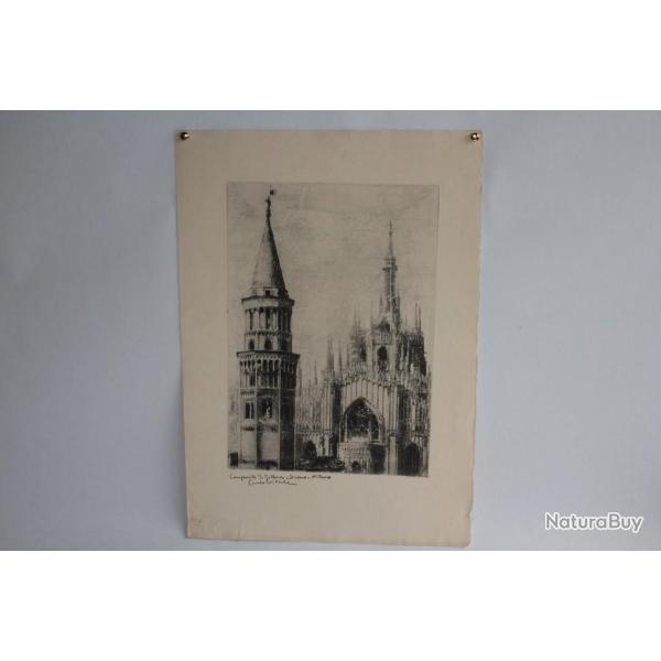 Gravure Carlo VITALE San Ambrogio Milano Italie