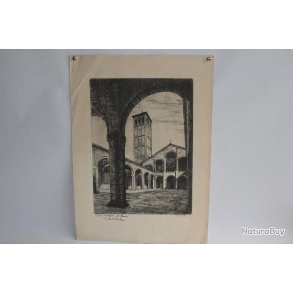 Gravure Carlo VITALE San Ambrogio Milano Italie