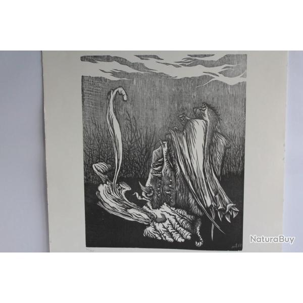 Gravure sur bois Michel TERRAPON 1980