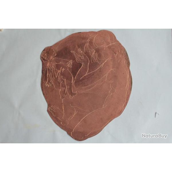 HANS ERNI Matrice originale gravure Mre et enfant