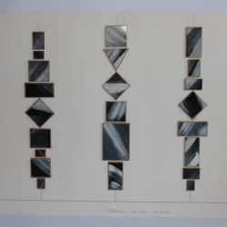 Peinture Collage Franz FEDIER 3 Totems M. 1:10 23 Bilder 1981