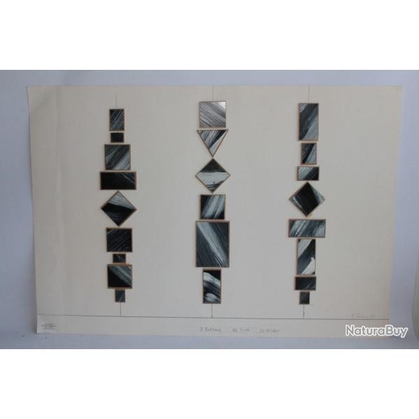 Peinture Collage Franz FEDIER 3 Totems M. 1:10 23 Bilder 1981
