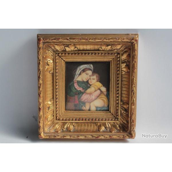 Peinture miniature Vierge � l'enfant