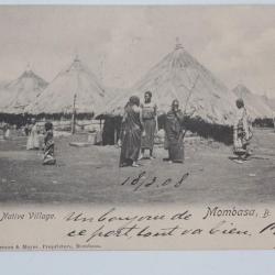 CPA Afrique de l'est Native Village Mombasa 1908