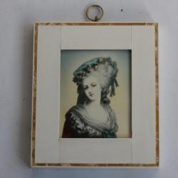 Ancienne Peinture miniature portrait femme