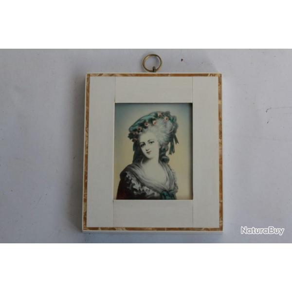 Ancienne Peinture miniature portrait femme