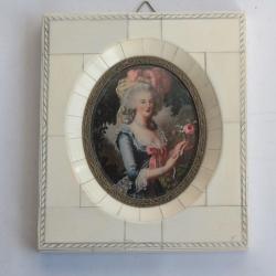 Peinture miniature Marie Antoinette N. Lebrun