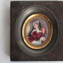 Peinture miniature Émaux sur cuivre Portrait de femme