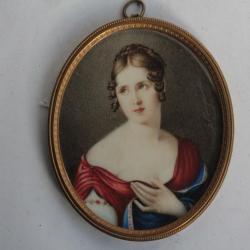 Peinture miniature Pauline Bonaparte d'après Salomon Guillaume Counis