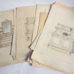 Dessins originaux d'ameublement SCHMIT & Cie Paris Meubles
