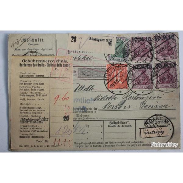 CPA Allemagne avec bordereau des droits Birmelin 1922