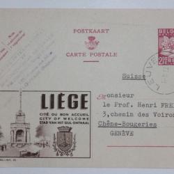 CPA Entier postale Belgique agriculture Li&egrave;ge 1953