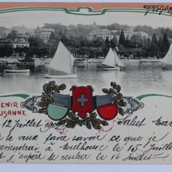 CPA Suisse gaufr&eacute;e Souvenir de Lausanne