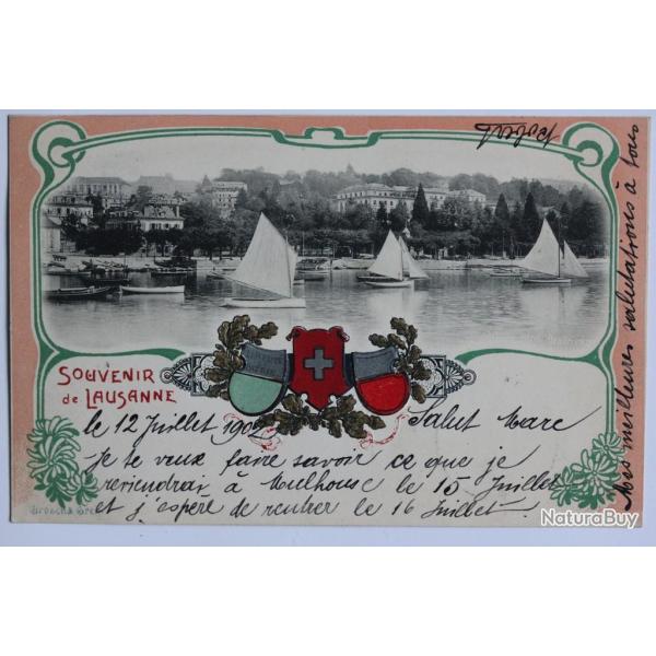 CPA Suisse gaufr�e Souvenir de Lausanne