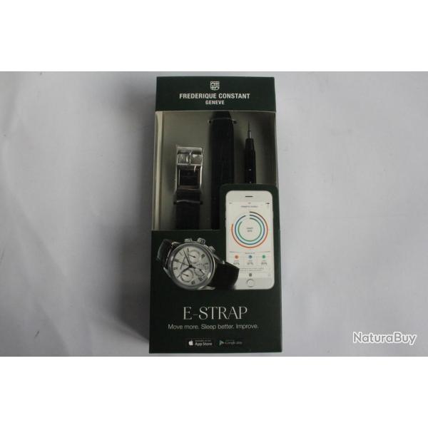 FREDERIQUE CONSTANT Bracelet connect� e-Strap cuir noir 22 mm montre