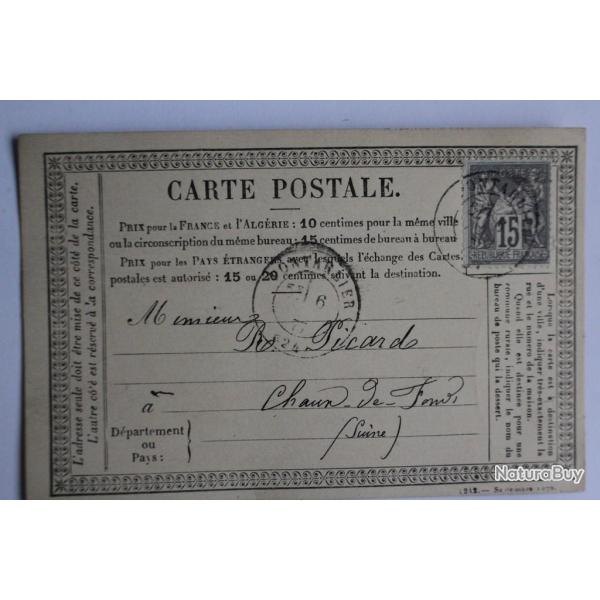 CPA France affranchie timbre type sage 15c 1877 horlogerie