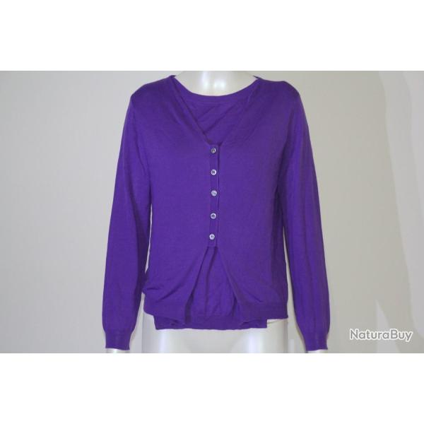 NINA RICCI Gilet Cardigan laine violet L