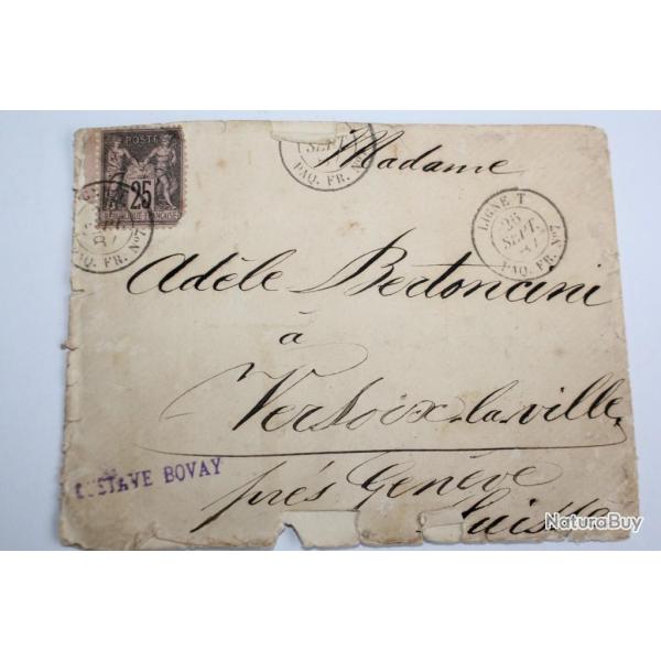 Timbre France type sage 5�me �mission par voie ferroviaire 1887