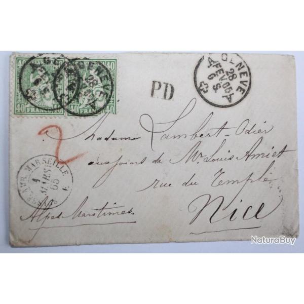 Timbres Suisse helvetie assise 40 cts 1865
