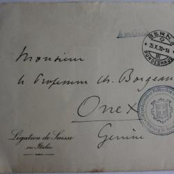 Enveloppe l&eacute;gation de Suisse en Italie politisches department 1920