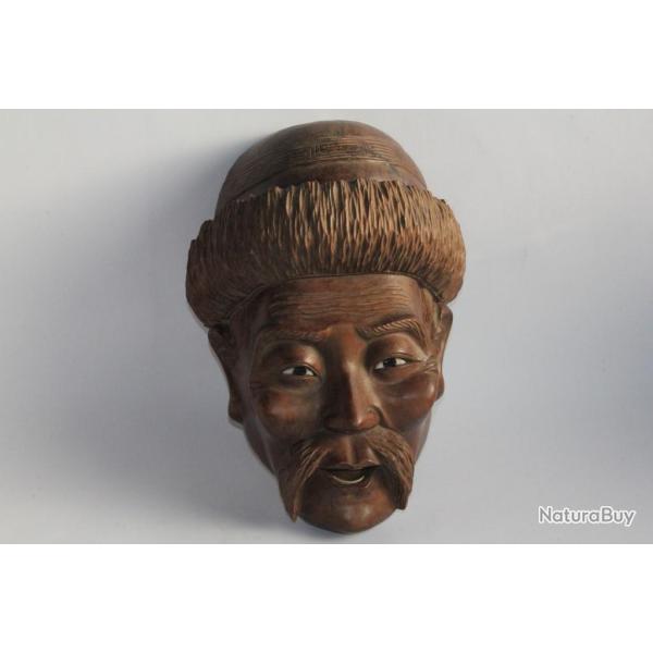 Masque chinois T�te bois sculpt�