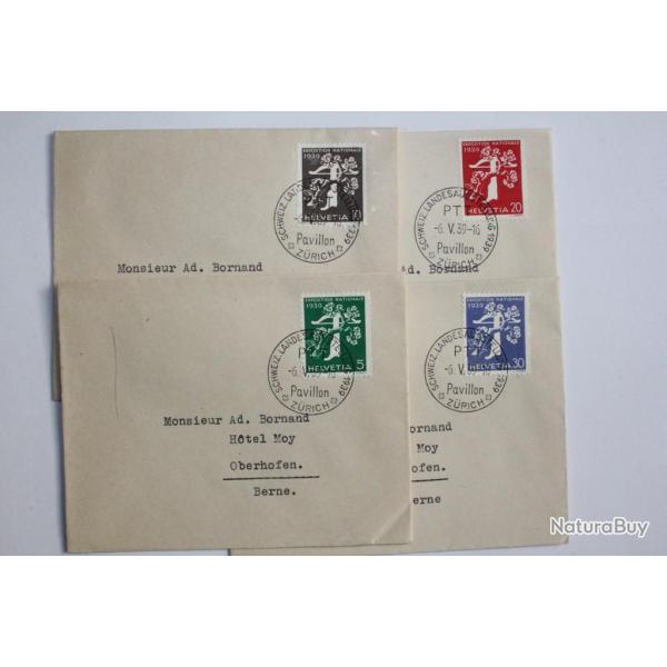 S�rie exposition nationale Suisse de Zurich Fran�ais 1939 Premier jour