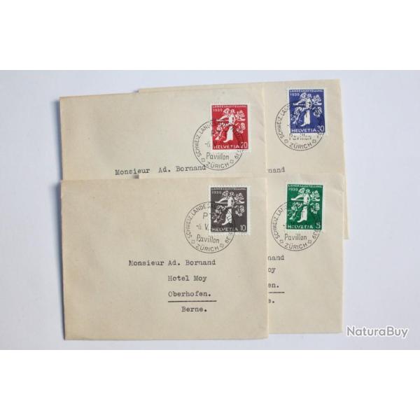 S�rie exposition nationale Suisse de Zurich Allemand 1939 Premier jour