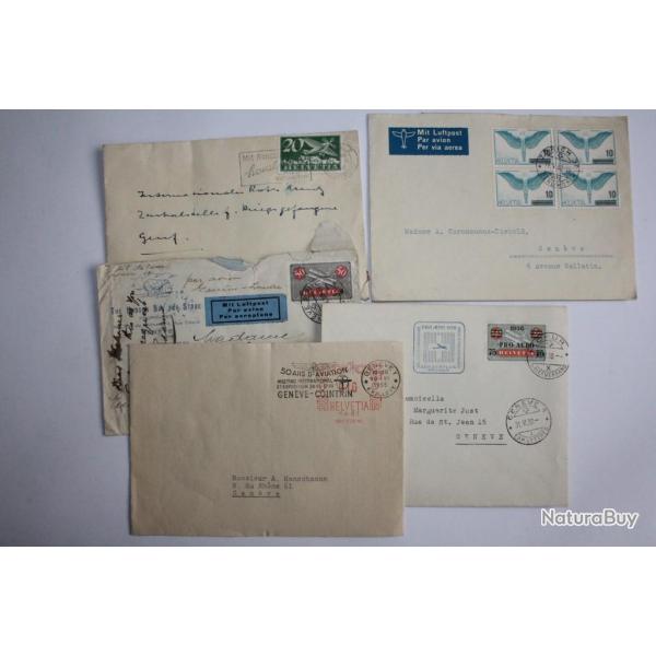 Lot enveloppes aviation Suisse 1930-1955