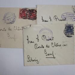 Lot enveloppes allemande avec cachet GEPRUFT FREIBURG diff&eacute;rent 1916
