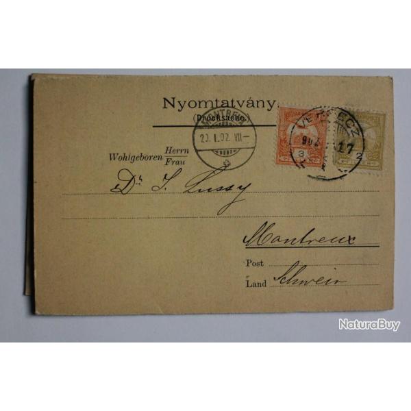 CPA Nyomtatvany hongrie avec grille tarif volaille 1902