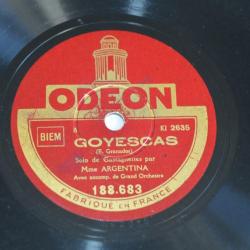 Vinyl 10 78T  Flamenco Mme Argentina?- La Vie Br&egrave;ve / Goyescas