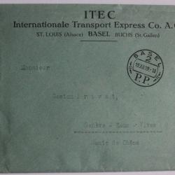 Lettre I.T.E.C B&acirc;le cachet BASEL 2 P.P 1919