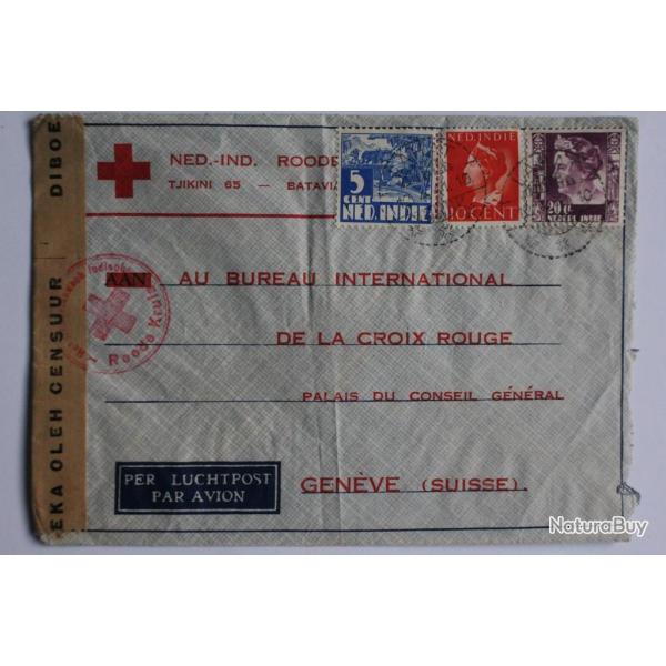 Enveloppe Croix rouge Inde orientale par avion 1941
