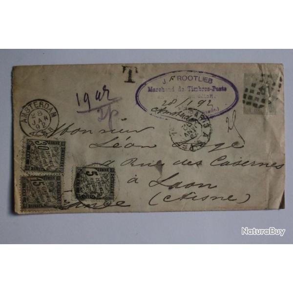 Timbres sur enveloppe France type duval 5c cachet J.Rootlieb 1892