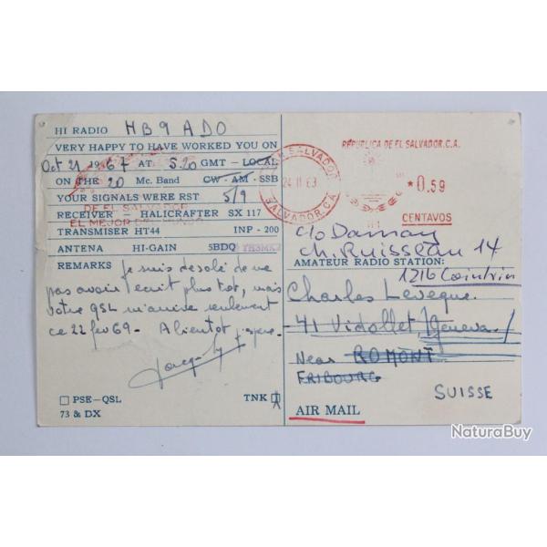 CPA R�publica del salvador voyage par avion 1969