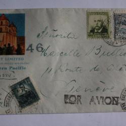 Timbres et vignette Espagnol sur enveloppe par avion sunset Limited 1938