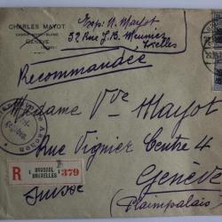 Timbres Belgien sur enveloppe recommander cachet Freigegeben 1915