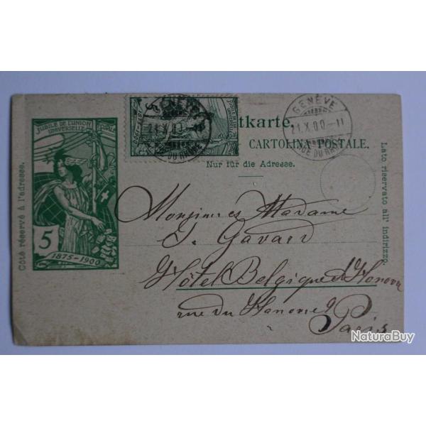 Entier postal Suisse jubil� de l'union postale 1900