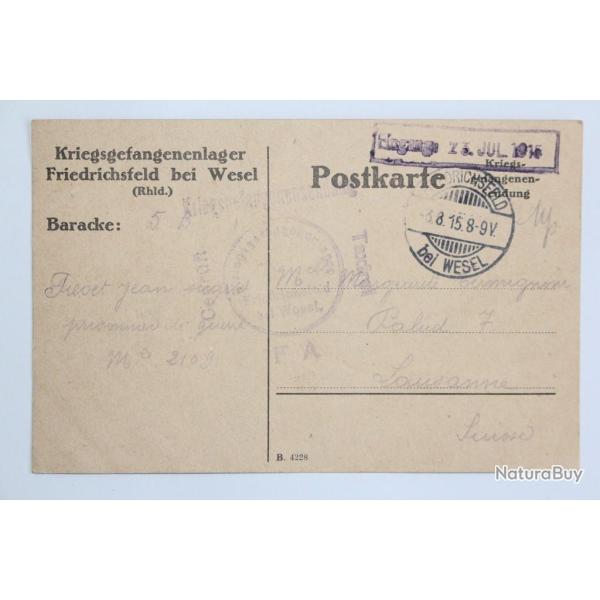 CPA Autriche Friedrichsfed bei Wesel avec cachet 1915